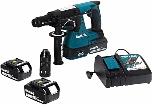 Makita DHR243RFJ 18 V LXT – młotowiertarka SDS-Plus, 2 akumulatory 3,0 Ah, ładowarka, Makpac
