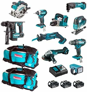 Makita MPK1810233A 18 V LXT – zestaw 10 narzędzi, 3 akumulatory 3,0 Ah, ładowarka, torby