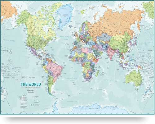 Maps International mapa ścienna świata laminowana 118,9 x 84,1 cm – wydanie 2025