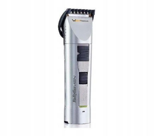 Maszynka do strzyżenia włosów BaByliss W-TECH E750E srebrny widok z przodu.