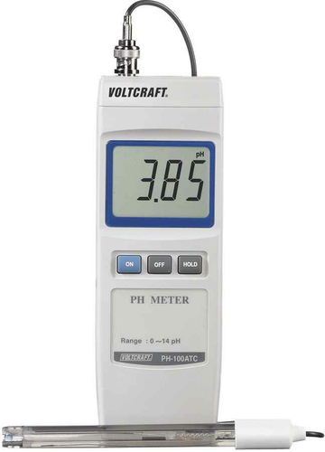 Miernik PH VOLTCRAFT PH-100 ATC 0-14 pH widok z przodu.