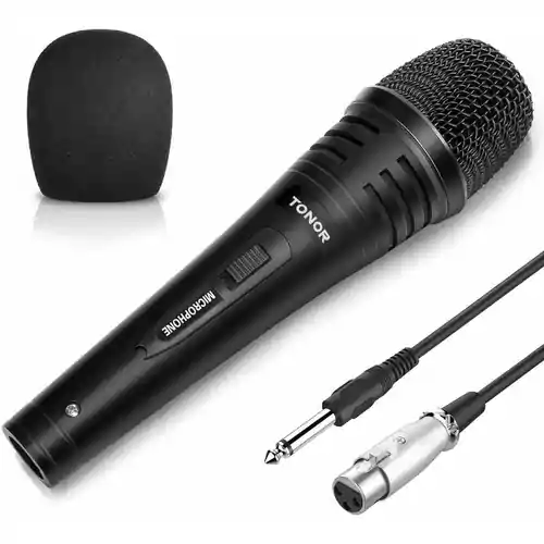 Mikrofon dynamiczny karaoke Tonor TN492BL XLR widok z przodu