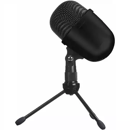 Mikrofon pojemnościowy AmazonBasics Mini Desktop bez statywu czarny widok z boku