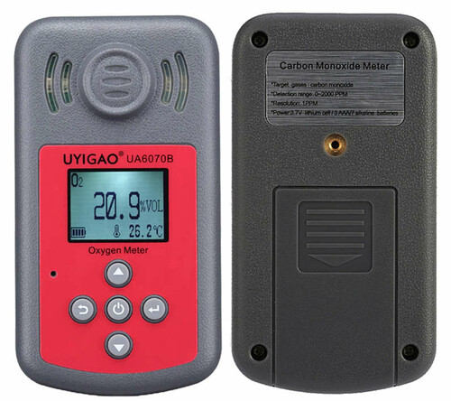 Mini cyfrowy wykrywacz tlenu analizator gazu UYIGAO UA6070B widok z przodu