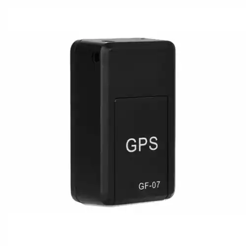 Mini magnetyczny tracker GPS z mikrofonem GF-07 czarny widok z przodu.