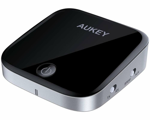 Nadajnik odbiornik optyczny Aukey 2w1 aptX Toslink Bluetooth SPDIF widok z przodu