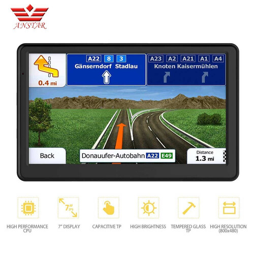 Nawigacja samochodowa Anstar 7' GPS FM Bluetooth widok z przodu