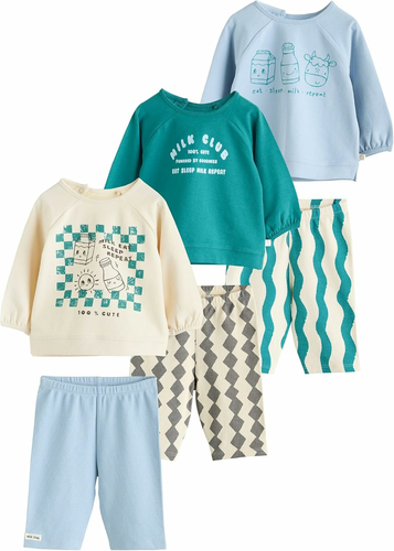 NEXT W60317 – 6 kompletów niemowlęcych: bluzka i legginsy, dla chłopca