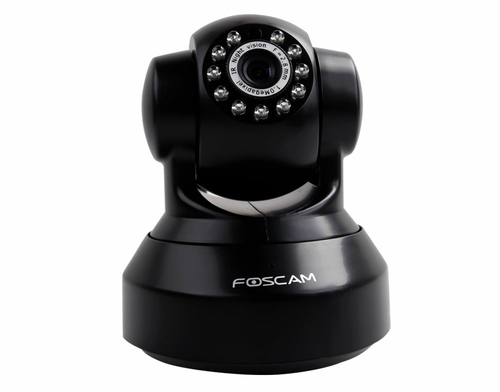 Niania kamera IP Foscam FI9816P P2P 720P WiFi HD czarna widok z przodu.