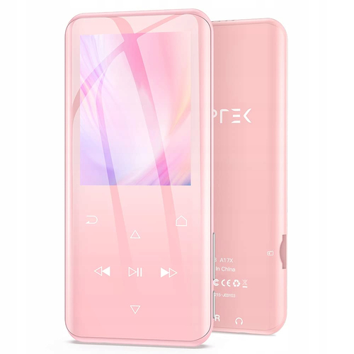 Odtwarzacz MP3 AGPTEK Bluetooth 5.0 32GB różowy widok z przodu.