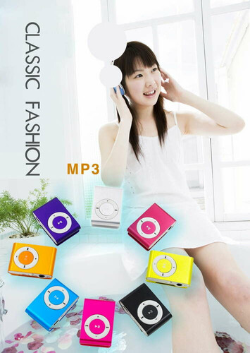 Odtwarzacz MP3 klips słuchawki + 8GB pamięci widok z przodu