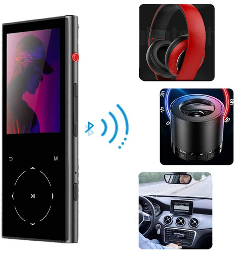Odtwarzacz MP3 Walkercam MP-7 8GB Bluetooth 4.1 przycisk dotykowy głośniki dyktafon widok zastosowania