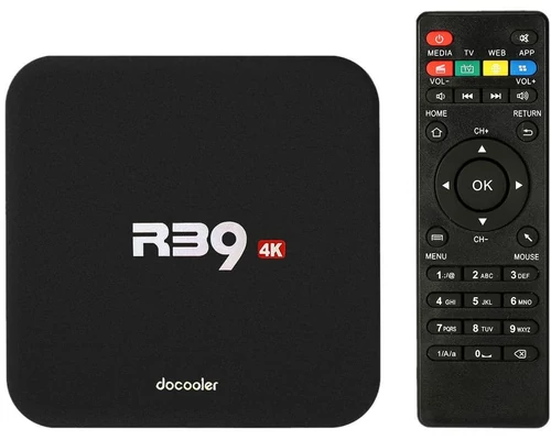 Odtwarzacz multimedialny tuner TV Box Docooler R39 4K 1/8GB widok z przodu