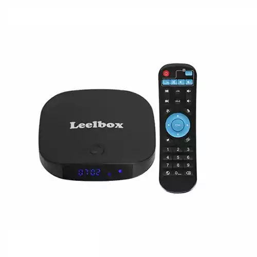 Odtwarzacz multimedialny tuner TV box Leelbox Q2 PRO 4K 2GB/8GB widok z pilotem