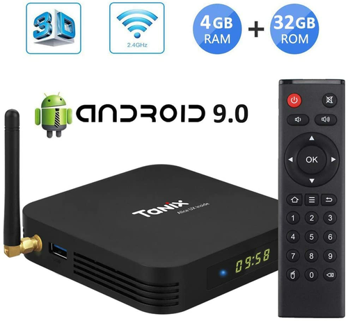 Odtwarzacz multimedialny tuner TV Box Tanix TX6 4/32GB widok z lewej strony