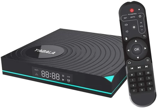 Odtwarzacz multimedialny tuner Yagala Y1 4/32GB Android 9.0 TV Box widok z przodu.