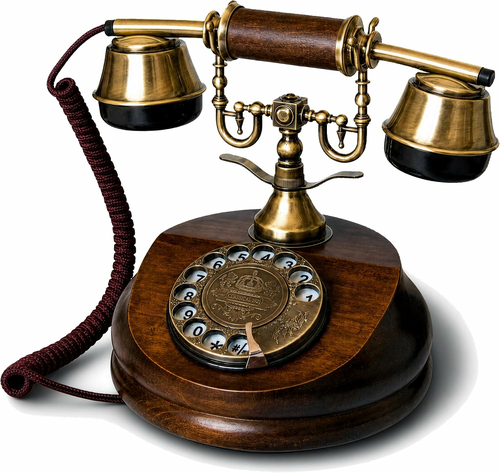 Opis 1921 Cable Model A – retro telefon stacjonarny z drewna i mosiądzu