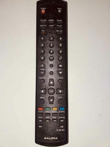 Oryginalny pilot do Salora E-26-01 do TV LED 32SA widok z przodu.