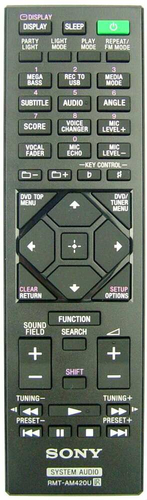 Oryginalny pilot do Sony RMT-AM420U MHC-V81 MHC-M60D Netflix widok z przodu