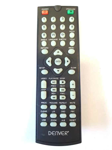 Oryginalny pilot TV DVD DENVER DVU-7782 MK2 widok z przodu.