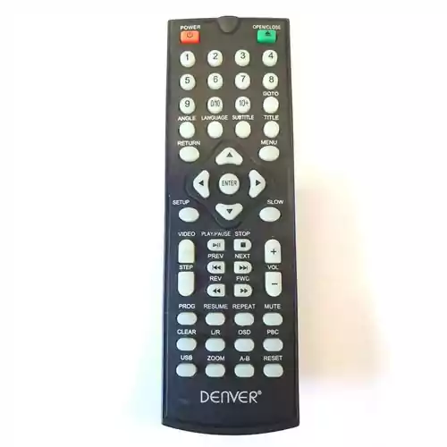 Oryginalny pilot TV DVD DENVER DVU-7782 MK2 widok z przodu.