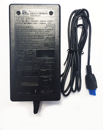 Oryginalny zasilacz do drukarki HP C8187-60034 1800mA 32V widok z przodu.