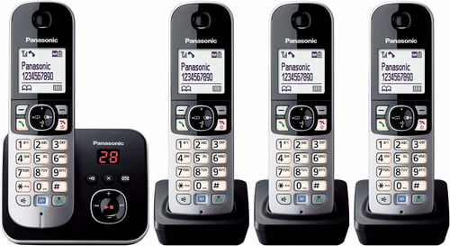 Panasonic KX-TG6824GA – telefon bezprzewodowy DECT, 4 słuchawki, sekretarka