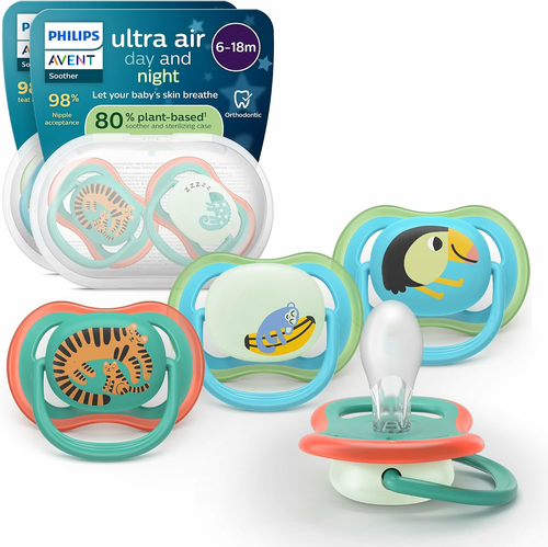 Philips Avent Ultra Air SCF087/27 – smoczki Day & Night, 4 szt., 6-18 m.
