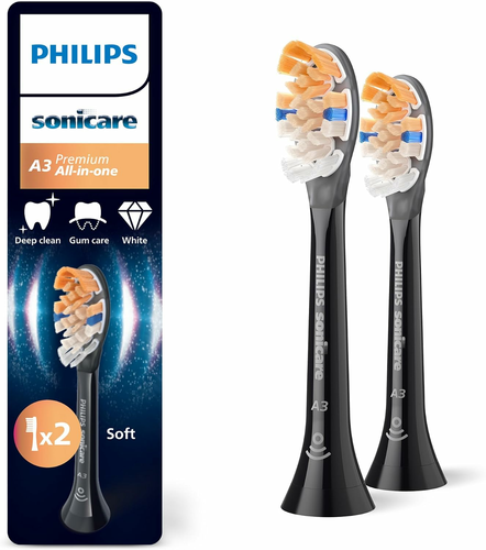 Philips Sonicare A3 Premium All-in-One HX9092/88 – końcówki, czarne, 2 szt.
