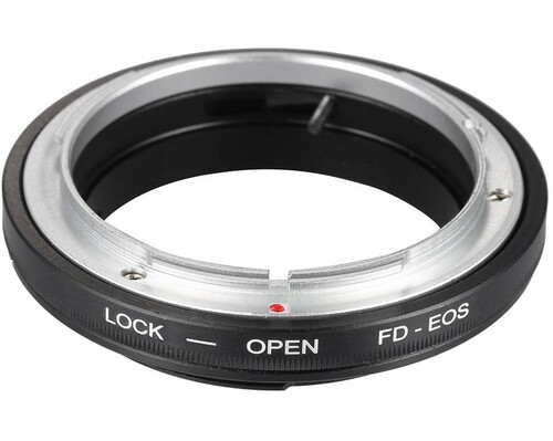 Pierścień mocujący obiektywu Andoer FD-EOS Canon widok z przodu