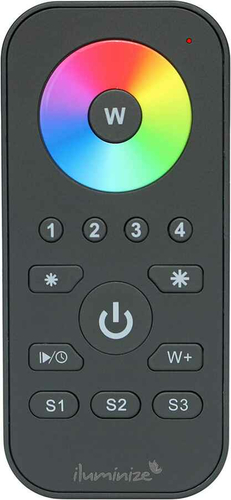 Pilot do oświetlenia iluminize Zigbee 3.0 RGB/RGB+W/RGBW/RGB+CCT widok z przodu.