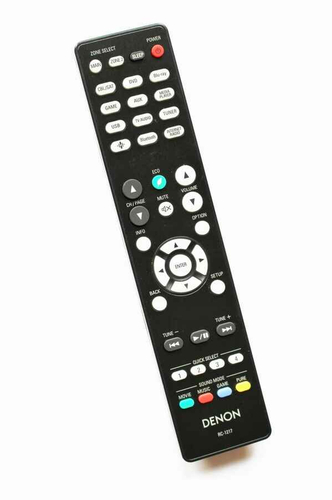 Pilot do wzmacniacza amplitunera TV DENON RC-1217 widok z przodu.