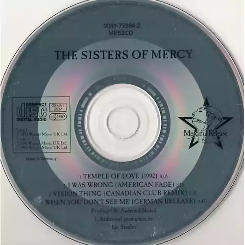 Płyta kompaktowa The Sisters of Mercy CD Temple of Love widok z przodu.