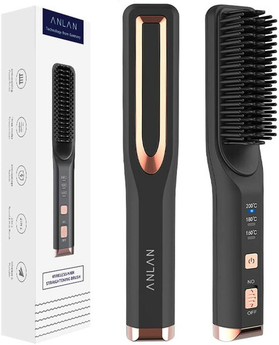Prostownica do włosów szczotka do prostowania ANLAN ZFS05-1V Cordless Comb widok z przodu.