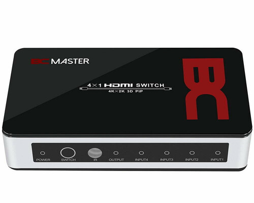 Przełącznik splitter HDMI BC Master BCM-SP41PIPS 4K 4w1 widok z przodu