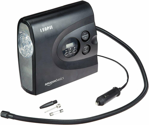 Przenośny kompaktowy kompresor powietrza AmazonBasics AC10225C 150PSI 12W widok zestawu