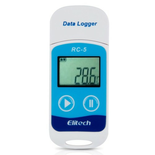 Przenośny rejestrator temperatury USB Elitech RC-5 LCD widok z przodu.