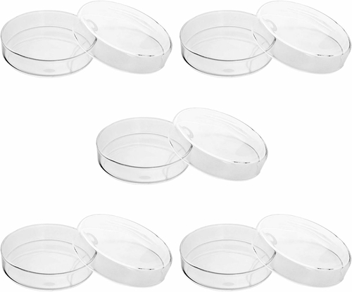 QWORK Szalki Petriego szklane z pokrywka 90x20 mm, 5 szt.