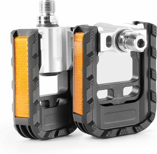ROCKBROS Pedały składane aluminiowe 9/16 – z odblaskami, para
