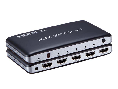Rozdzielacz rozgałęźnik HDMI 2.0 Switch 4x1 4K60Hz widok z przodu.