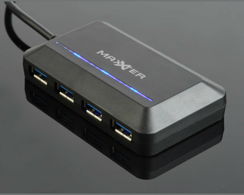 Rozdzielacz rozgałęźnik HUB USB-C 4-porty USB Maxxter ACT-HUB3C-4P widok z góry