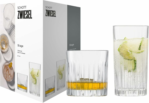 Schott Zwiesel Stage zestaw 8 szklanek – 4 do long drinków i 4 do whisky