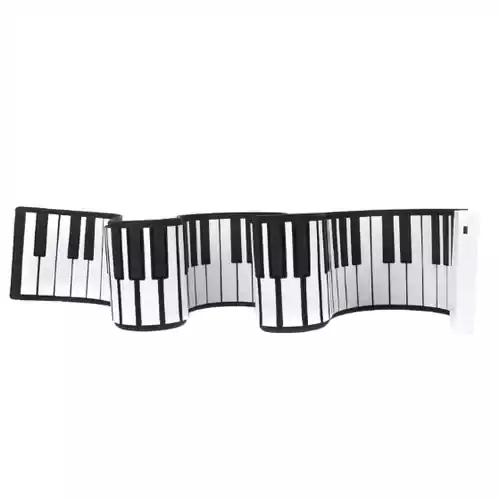Silikonowe zwijane pianino MIDI 88 klawiszy biały widok z przodu