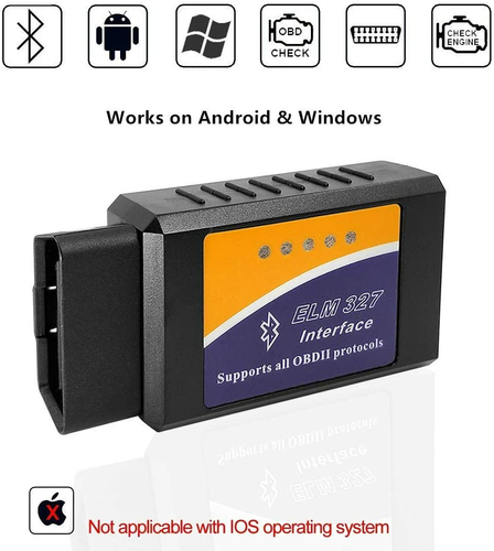 Skaner interfejs diagnostyczny ELM 327 złącze OBD 2 BT widok z przodu