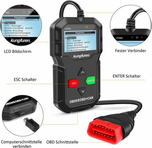 【​限​定​販​売​】 interfejs Skaner diagnostyczny 2 OBD VP590 Kungfuren 健康・医学