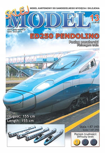 Sklej Model nr 13 ED250 Pendolino – model kartonowy pociągu, skala 1:87 (H0)