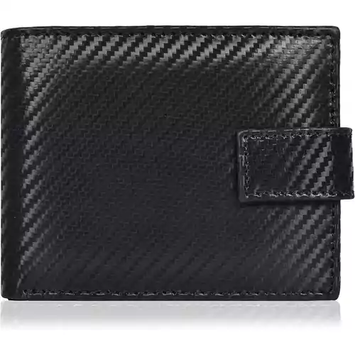 Skórzany cienki portfel na kartę kredytową RFID Eono by Amazon widok z przodu.