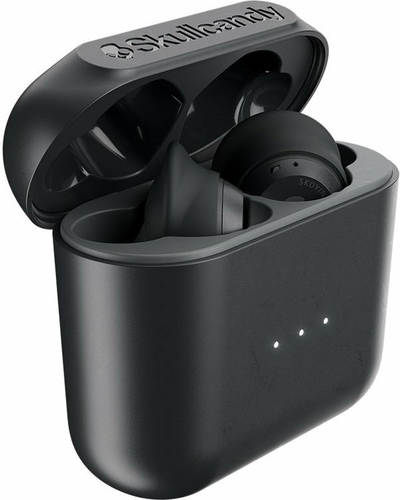 Słuchawki bezprzewodowe dokanałowe SKULLCANDY Indy czarny BT widok z przodu.