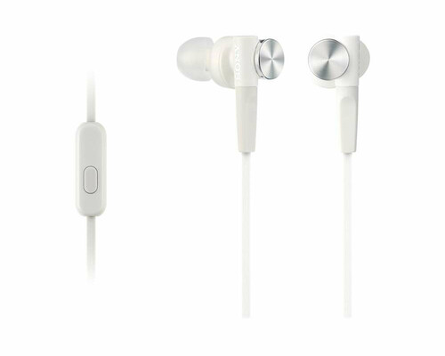 Słuchawki przewodowe dokanałowe Sony MDR-XB50AP białe widok z przodu