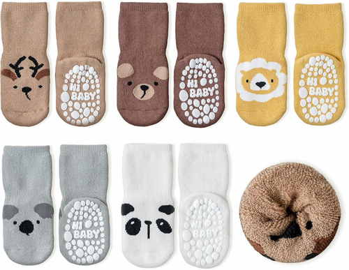 SockWaddles skarpetki niemowlęce antypoślizgowe ABS 5 par – zwierzątka, 1-3 lata
